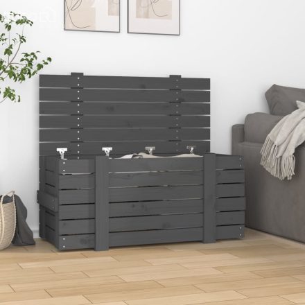vidaXL szürke tömör fenyőfa tárolóláda 91 x 40,5 x 42 cm