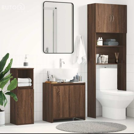 vidaXL barna tölgyszínű szerelt fa fürdőszobaszekrény 60x33x61 cm