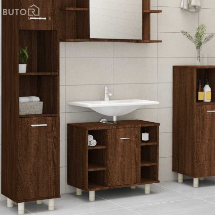 vidaXL barna tölgyszínű szerelt fa fürdőszobaszekrény 60x32x53,5 cm