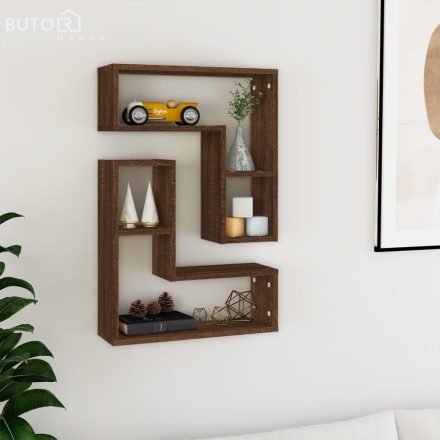 vidaXL 2 db barna tölgyszínű szerelt fa fali kockapolc 50 x 15 x 50 cm