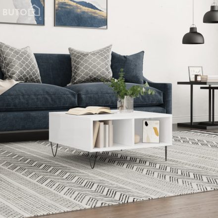 vidaXL magasfényű fehér szerelt fa dohányzóasztal 60x 60 x 30 cm