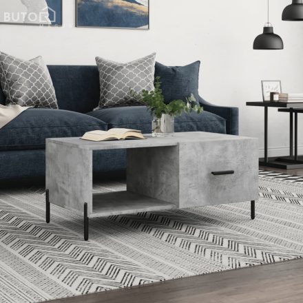 vidaXL betonszürke szerelt fa dohányzóasztal 90 x 50 x 40 cm