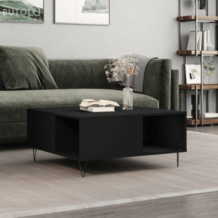 vidaXL fekete szerelt fa dohányzóasztal 80x80x36,5 cm
