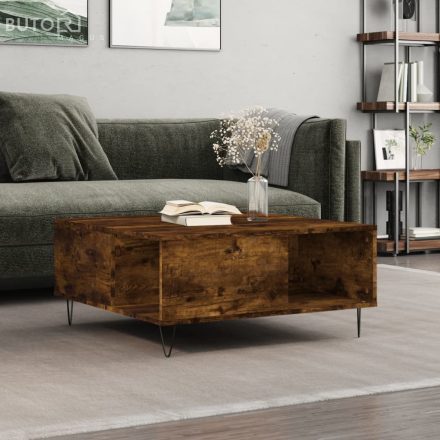 vidaXL füstös tölgy színű fatermék dohányzóasztal 80x80x36,5 cm
