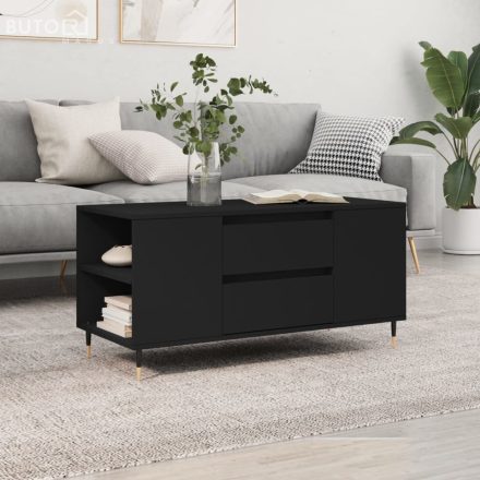 vidaXL fekete szerelt fa dohányzóasztal 102x44,5x50 cm