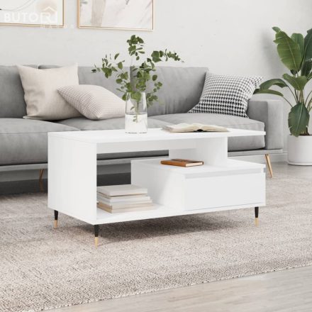 vidaXL fehér szerelt fa dohányzóasztal 90x49x45 cm