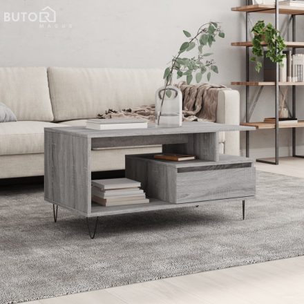 vidaXL szürke sonoma szerelt fa dohányzóasztal 90x49x45 cm