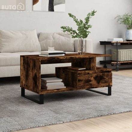 vidaXL füstös tölgy színű szerelt fa dohányzóasztal 90x49x45 cm