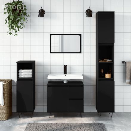 vidaXL fekete szerelt fa fürdőszobaszekrény 30 x 30 x 190 cm