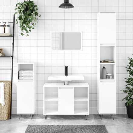 vidaXL magasfényű fehér szerelt fa fürdőszobaszekrény 30 x 30 x 100 cm