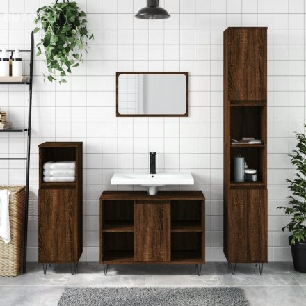 vidaXL barna tölgyszínű szerelt fa fürdőszobaszekrény 30x30x100 cm