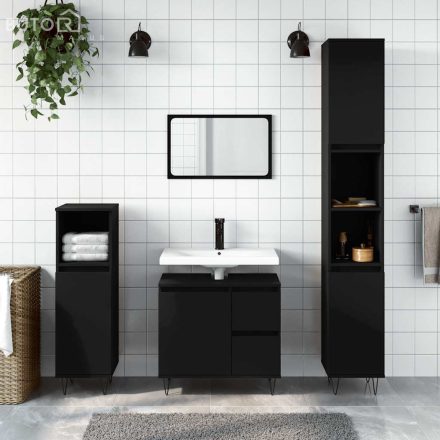 vidaXL fekete szerelt fa fürdőszobaszekrény 65 x 33 x 60 cm