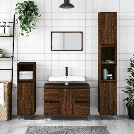 vidaXL barna tölgyszínű szerelt fa mosdószekrény 80 x 33 x 60 cm