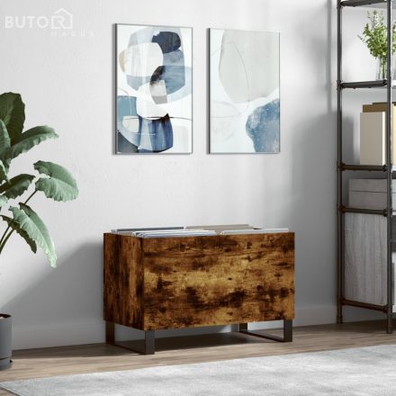 vidaXL füstös tölgy színű szerelt fa hanglemezszekrény 74,5x38x48 cm