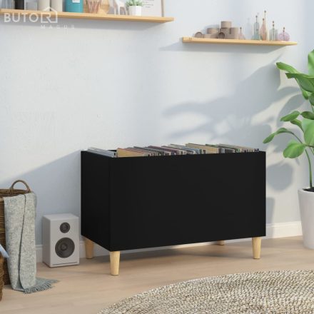 vidaXL fekete szerelt fa hanglemezszekrény 74,5x38x48 cm