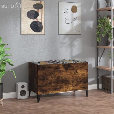 vidaXL füstös tölgy színű szerelt fa hanglemezszekrény 74,5x38x48 cm