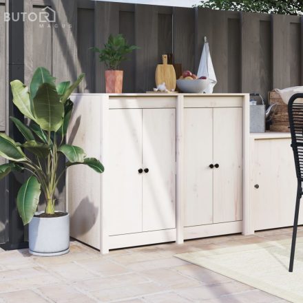 vidaXL 2 db fehér tömör fenyőfa kültéri konyhaszekrény ajtó 50x9x82 cm