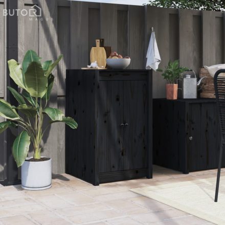 vidaXL fekete tömör fenyőfa kültéri konyhaszekrény ajtó 50 x 9 x 82 cm