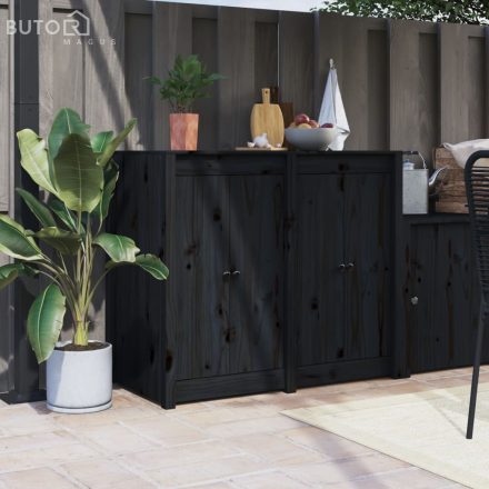 vidaXL 2 db fekete tömör fenyőfa kültéri konyhaszekrény ajtó 50x9x82cm