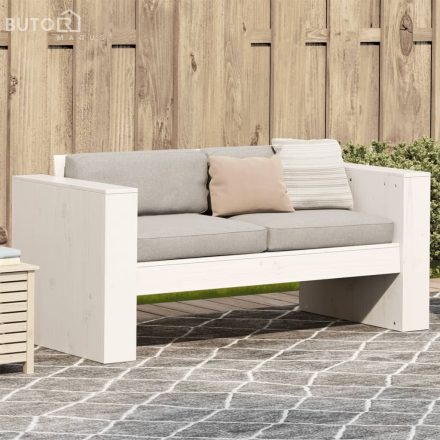 vidaXL 2 személyes fehér tömör fenyőfa kerti kanapé 134 x 60 x 62 cm