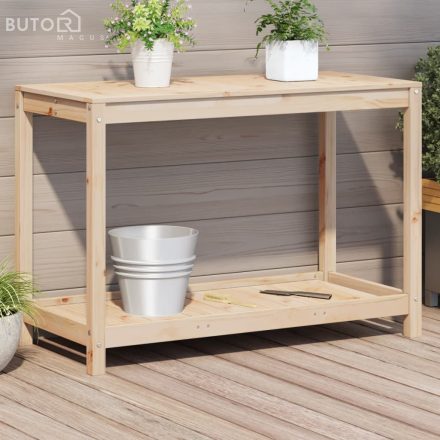 vidaXL tömör fenyőfa ültetőasztal polccal 108x50x75 cm