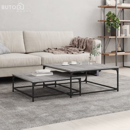 vidaXL 2 db szürke sonoma színű szerelt fa rakásolható dohányzóasztal