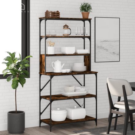 vidaXL 6 szintes füstös tölgy színű szerelt fa pékállvány 90x40x180cm