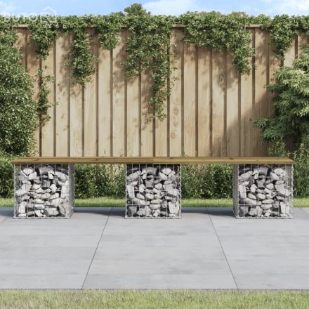 vidaXL impregnált fenyőfa gabion kerti pad 203 x 31 x 42 cm