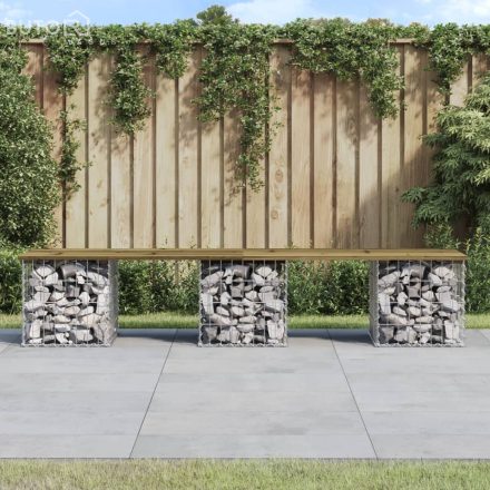 vidaXL impregnált fenyőfa gabion kerti pad 203 x 44 x 42 cm
