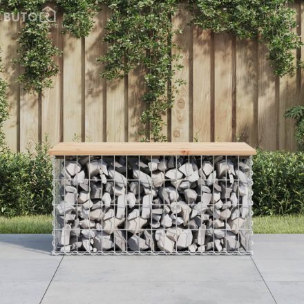 vidaXL tömör fenyőfa gabion kerti pad 83x44x42 cm
