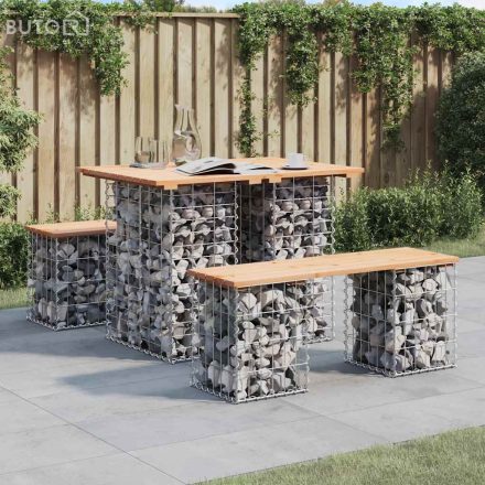 vidaXL tömör fenyőfa gabion kerti pad 100x70x72 cm