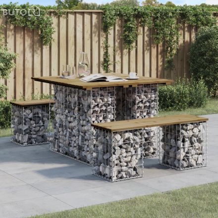 vidaXL impregnált fenyőfa gabion kerti pad 100 x 102 x 72 cm