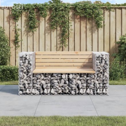 vidaXL tömör fenyőfa gabion kerti pad 143x71x65,5 cm
