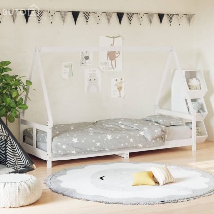 vidaXL fehér tömör fenyőfa gyerekágykeret 80 x 200 cm