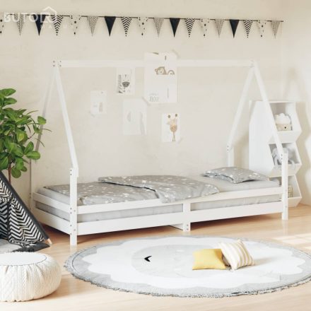 vidaXL fehér tömör fenyőfa gyerekágykeret 80 x 200 cm