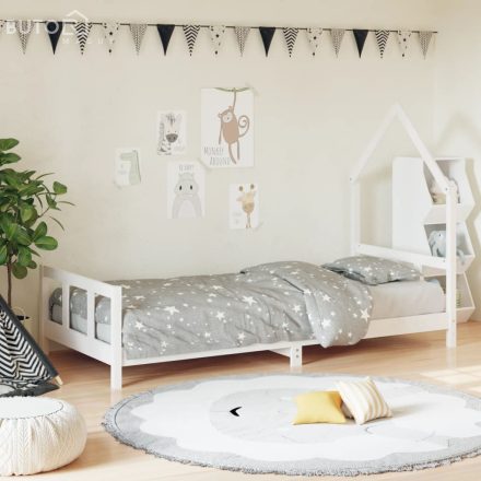 vidaXL fehér tömör fenyőfa gyerekágykeret 90 x 200 cm