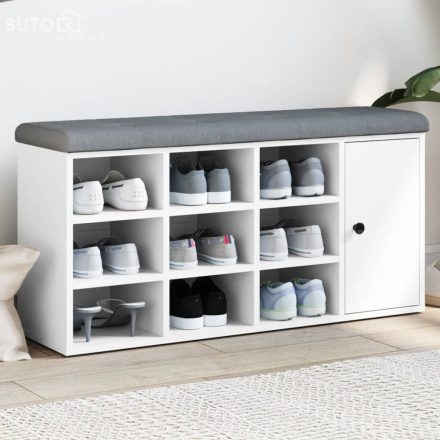 vidaXL fehér szerelt fa cipőtároló pad 102 x 32 x 50 cm