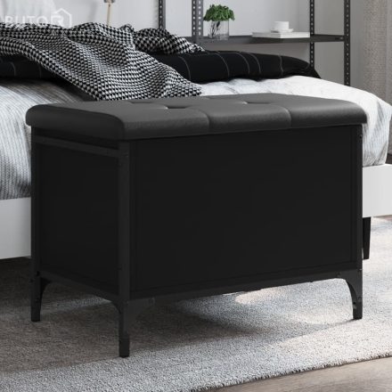 vidaXL fekete szerelt fa tárolópad 62 x 42 x 45 cm
