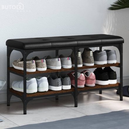 vidaXL barna tölgy színű szerelt fa cipőtároló pad 82 x 32 x 47 cm