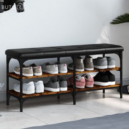 vidaXL füstös tölgy színű szerelt fa cipőtároló pad 102 x 32 x 47 cm