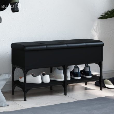 vidaXL fekete szerelt fa cipőtároló pad 82 x 32 x 45 cm