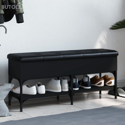 vidaXL fekete szerelt fa cipőtároló pad 102 x 32 x 45 cm