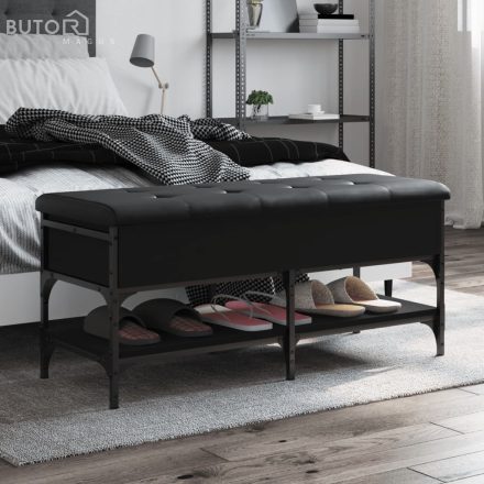 vidaXL fekete szerelt fa cipőtároló pad 102 x 42 x 45 cm
