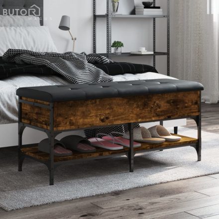 vidaXL füstös tölgy színű szerelt fa cipőtároló pad 102 x 42 x 45 cm