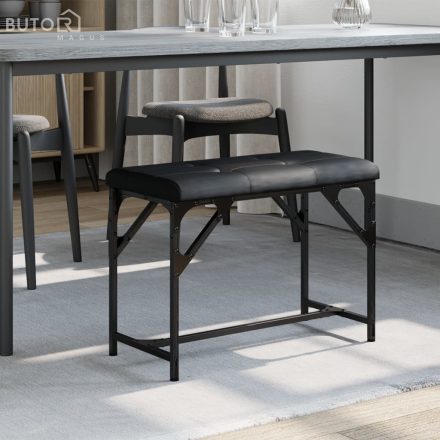 vidaXL fekete acél és műbőr étkezőpad 62 x 32 x 45 cm
