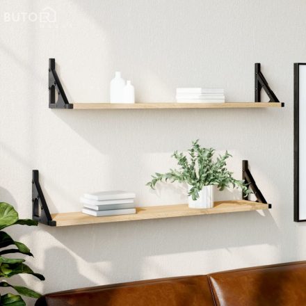 vidaXL 2 db sonoma tölgy színű szerelt fa fali polc 80 x 15 x 15,5 cm
