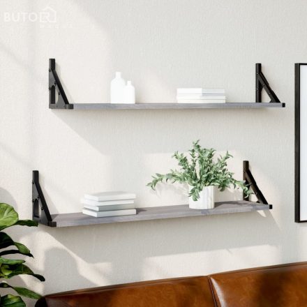 vidaXL 2 db szürke sonoma színű szerelt fa fali polc 80 x 15 x 15,5 cm
