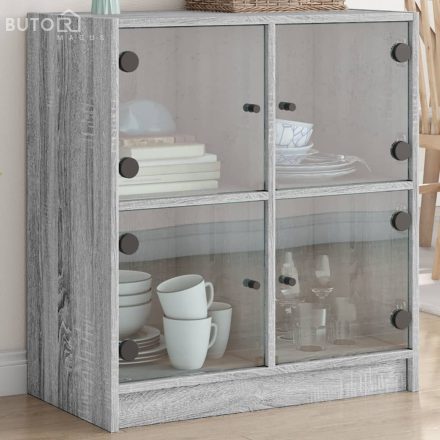 vidaXL szürke sonoma színű kisszekrény üvegajtókkal 68 x 37 x 75,5 cm