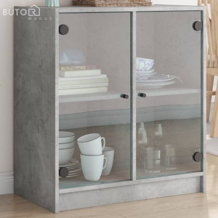 vidaXL betonszürke kisszekrény üvegajtókkal 68 x 37 x 75,5 cm