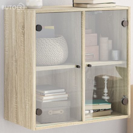 vidaXL sonoma-tölgyszínű faliszekrény üvegajtókkal 68 x 37 x 68,5 cm